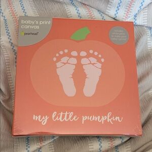 Pearhead Peach Baby Print Canvas with White Accents